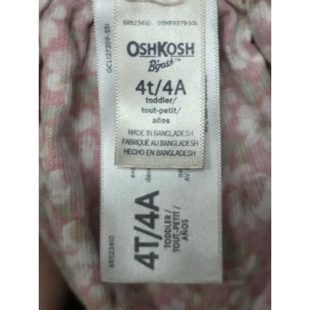 OshKosh Vestbak Girls Pink Floral Corduroy Overall Jumper Dress Size 4T